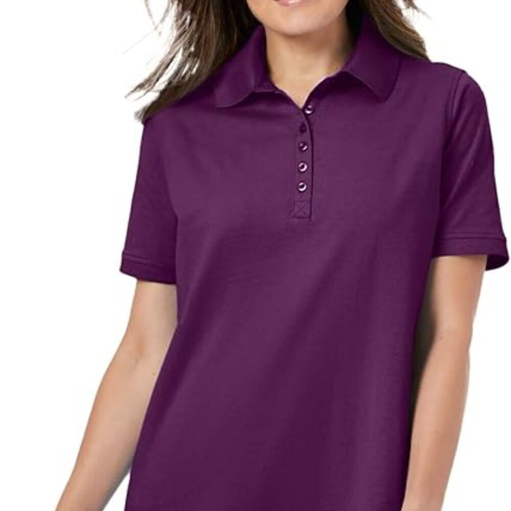 Woman Within Purple Short-Sleeve Polo Tunic